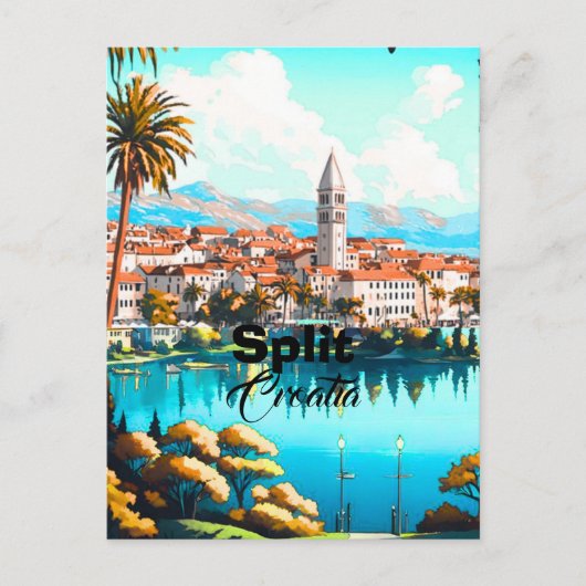 Split Kroatië Reisansichtkaart, Split Reis Kunst, Briefkaart (Voorkant)