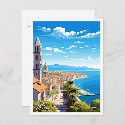 Split Kroatië Reizen  illustratie Briefkaart (Voorkant / Achterkant)