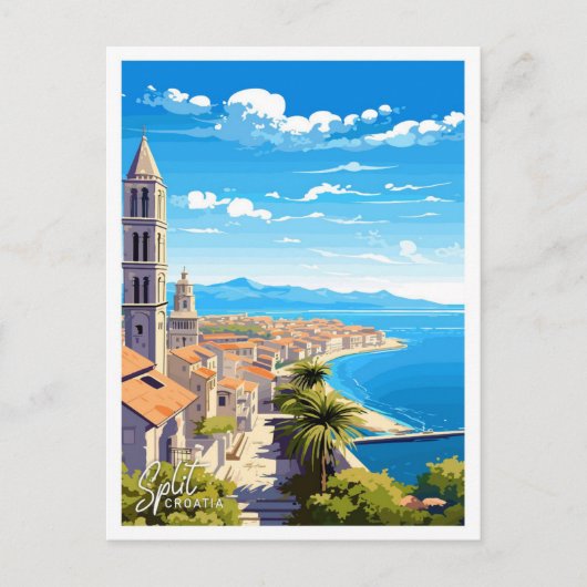 Split Kroatië Reizen illustratie Briefkaart (Voorkant)