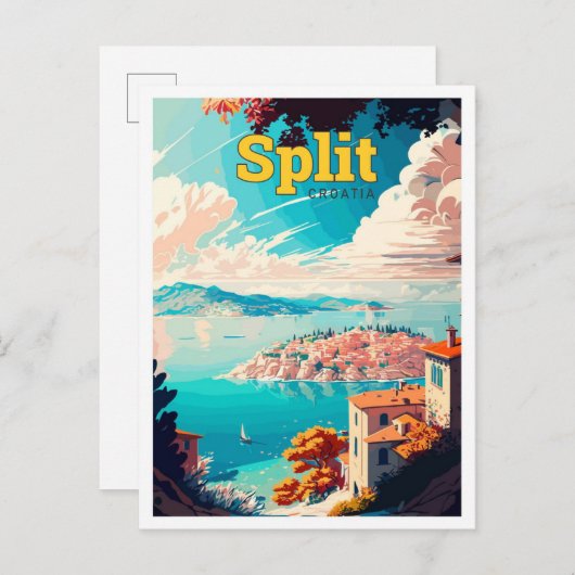 Split Kroatië Reizen  Illustratie Briefkaart (Voorkant / Achterkant)