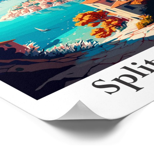 Split Kroatië Reizen  Illustratie Poster (Hoek)
