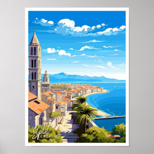 Split Kroatië Reizen illustratie Poster