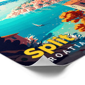 Split Kroatië Reizen Kunst Vintage Illustratie Poster (Hoek)