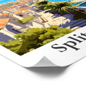 Split Kroatië Reizen Kunst Vintage Illustratie Poster (Hoek)