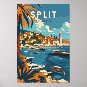 Split Kroatië Reizen Kunst Vintage Poster