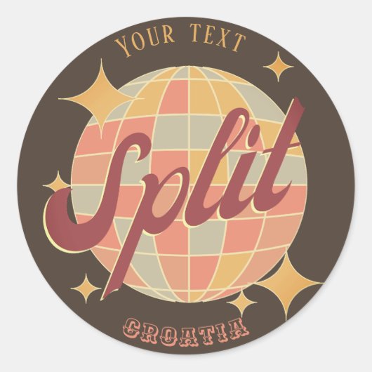 Split Kroatië Retro  Partij Ronde Sticker (Voorkant)