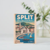 Split Kroatië Retro Stadsgezicht Reizen Briefkaart (Staand voorkant)