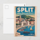 Split Kroatië Retro Stadsgezicht Reizen Briefkaart (Voorkant / Achterkant)