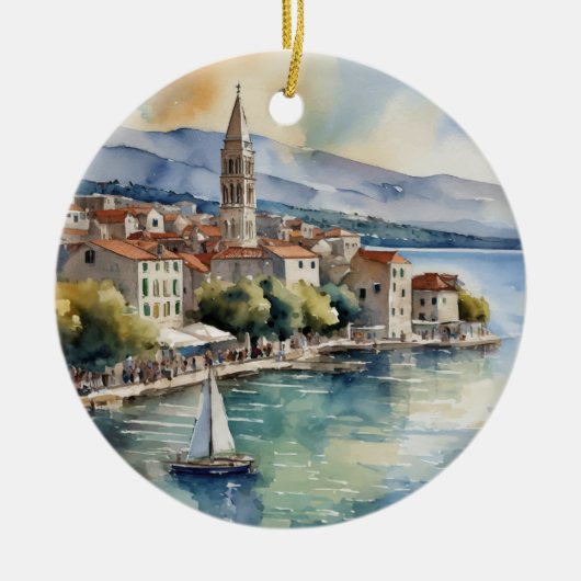 Split Kroatië Sailing Waterverf Keramisch Ornament (Voorkant)