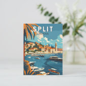 Split Kroatië Travel Art Vintage Briefkaart (Staand voorkant)