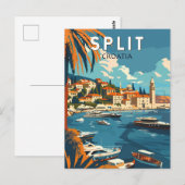 Split Kroatië Travel Art Vintage Briefkaart (Voorkant / Achterkant)