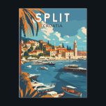 Split Kroatië Travel Art Vintage Briefkaart<br><div class="desc">Gesplitst retro vector reisontwerp. Split,  historisch bekend als Spalato,  is de tweede grootste stad van Kroatië na de hoofdstad Zagreb,  de grootste stad in Dalmatië en de grootste stad aan de Kroatische kust.</div>