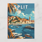 Split Kroatië Travel Art Vintage Briefkaart (Voorkant)