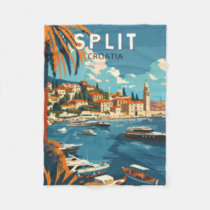 Split Kroatië Travel Art Vintage Fleece Deken