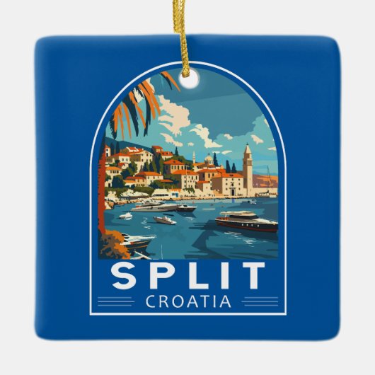 Split Kroatië Travel Art Vintage Keramisch Ornament (Voorkant)