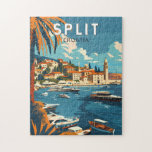 Split Kroatië Travel Art Vintage Legpuzzel<br><div class="desc">Gesplitst retro vector reisontwerp. Split,  historisch bekend als Spalato,  is de tweede grootste stad van Kroatië na de hoofdstad Zagreb,  de grootste stad in Dalmatië en de grootste stad aan de Kroatische kust.</div>