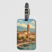 Split Kroatië Vintage Adriatische Kust Bagagelabel (Voorkant (verticaal))