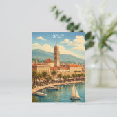Split Kroatië Vintage Adriatische Kust Briefkaart (Staand voorkant)