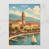 Split Kroatië Vintage Adriatische Kust Briefkaart (Voorkant)