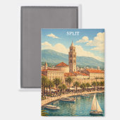 Split Kroatië Vintage Adriatische Kust Magneet (Voorkant / Achterkant)