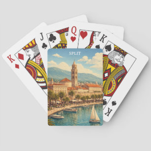 Split Kroatië Vintage Adriatische Kust Pokerkaarten