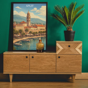 Split Kroatië Vintage Adriatische Kust Poster