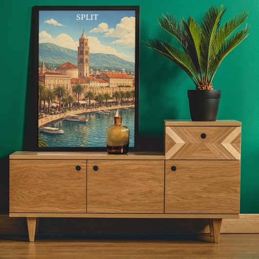 Split Kroatië Vintage Adriatische Kust Poster