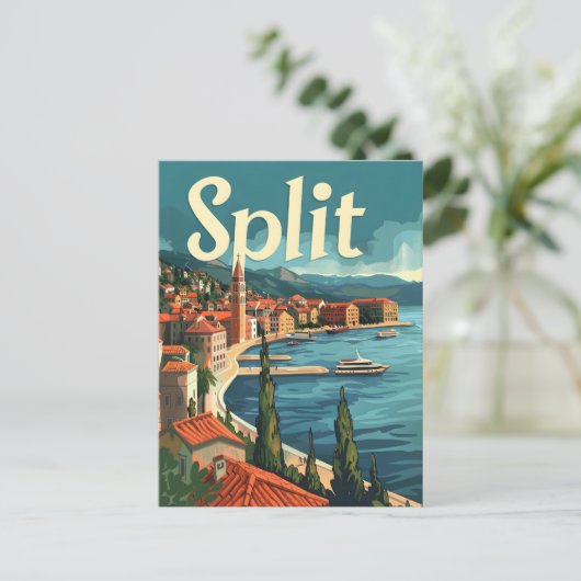 Split Kroatië Vintage Briefkaart (Staand voorkant)