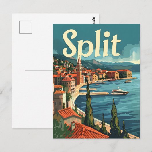 Split Kroatië Vintage Briefkaart (Voorkant / Achterkant)