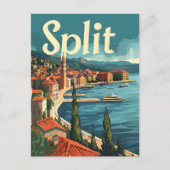 Split Kroatië Vintage Briefkaart (Voorkant)