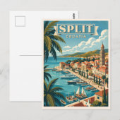Split Kroatië Vintage Reis Briefkaart (Voorkant / Achterkant)