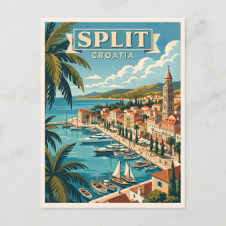 Split Kroatië Vintage Reis Briefkaart