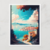 Split Kroatië vintage reisillustratie Briefkaart (Voorkant)