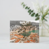 Split Kroatië Vintage Reistekening Briefkaart (Staand voorkant)