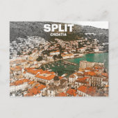 Split Kroatië Vintage Reistekening Briefkaart (Voorkant)