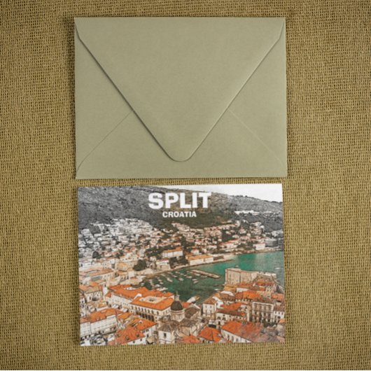 Split Kroatië Vintage Reistekening Briefkaart