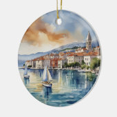 Split Kroatië Zeilboot Waterverf Keramisch Ornament (Links)