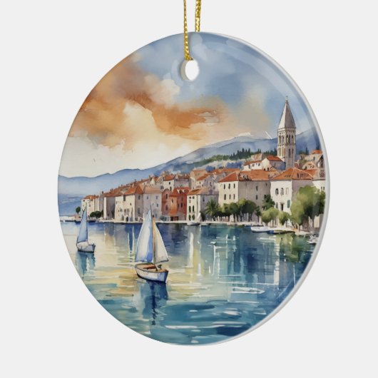 Split Kroatië Zeilboot Waterverf Keramisch Ornament (Links)