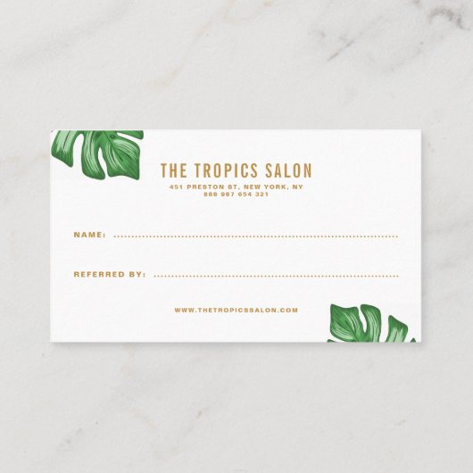 Split Leaf Philodendron Tropical Reference Card Aanbevelingskaartje (Achterkant)