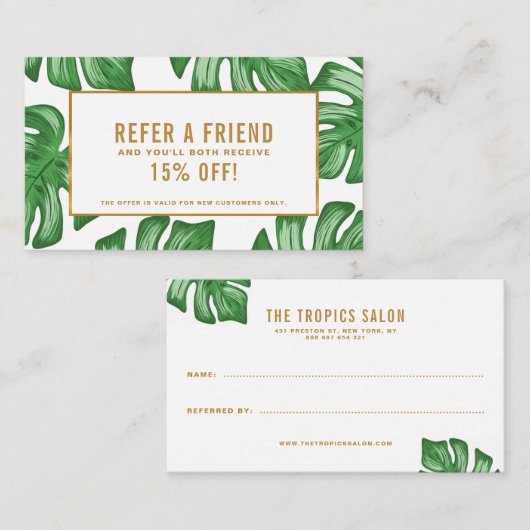 Split Leaf Philodendron Tropical Reference Card Aanbevelingskaartje (Voorkant / Achterkant)