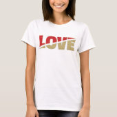 Split Love Letters Red Gold Silver Glitter T-shirt (Voorkant)