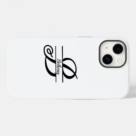 Split Monogram A-Z Zwart-wit Case-Mate iPhone Case (Achterkant (horizontaal))