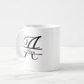 Split Monogram A-Z Zwart-wit Koffiemok (Voorkant links)