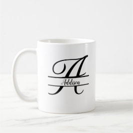 Split Monogram A-Z Zwart-wit Koffiemok