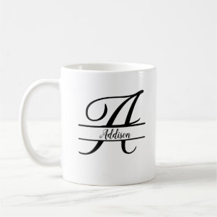 Split Monogram A-Z Zwart-wit Koffiemok