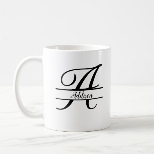 Split Monogram A-Z Zwart-wit Koffiemok (Links)