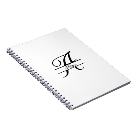 Split Monogram A-Z Zwart-wit Notitieboek (Rechterzijde)