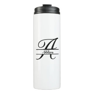 Split Monogram A-Z Zwart-wit Thermosbeker