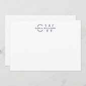 Split Monogram elegante formele notitie van NAVY Notitiekaartje (Voorkant / Achterkant)