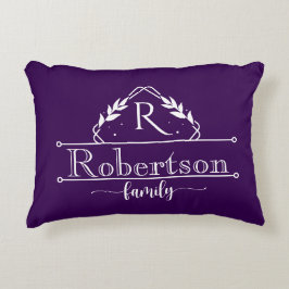 Split Monogram Family Name Royal Purple Frame Accent Kussen